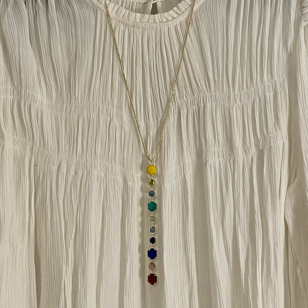 NWT Kendra Scott Darrell Necklace Ombré Stones Yellow Gold STUNNING & Amazing! - Picture 11 of 17
